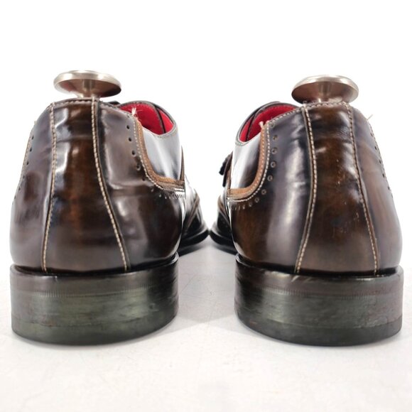 Mezlan Custom Mens 11.5 Brown Polished Leather Wingtip Oxfords Dress Shoes Spain - Picture 6 of 15